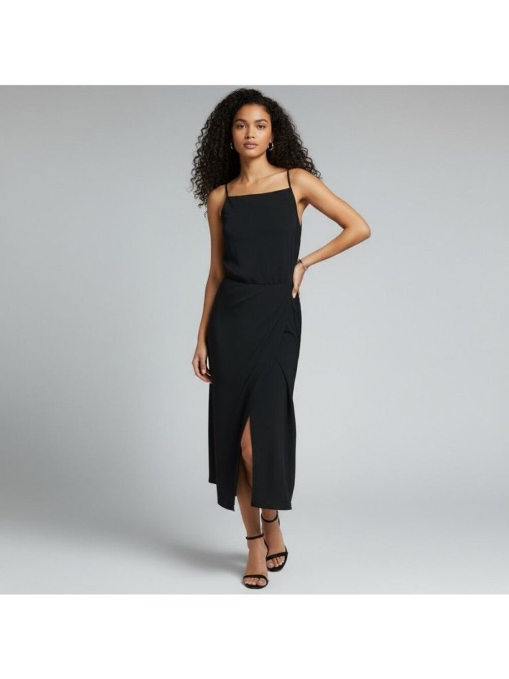 NWT Reformation Midi LBD Dress 8 Black LBD Square Neck Keyhole Party NEW Truett